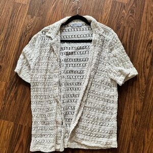 zara mens crochet button up